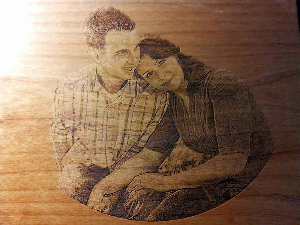 Laser etched wood portrait