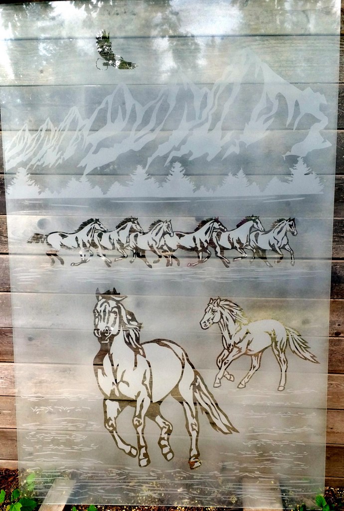 Sandblasted Glass horses