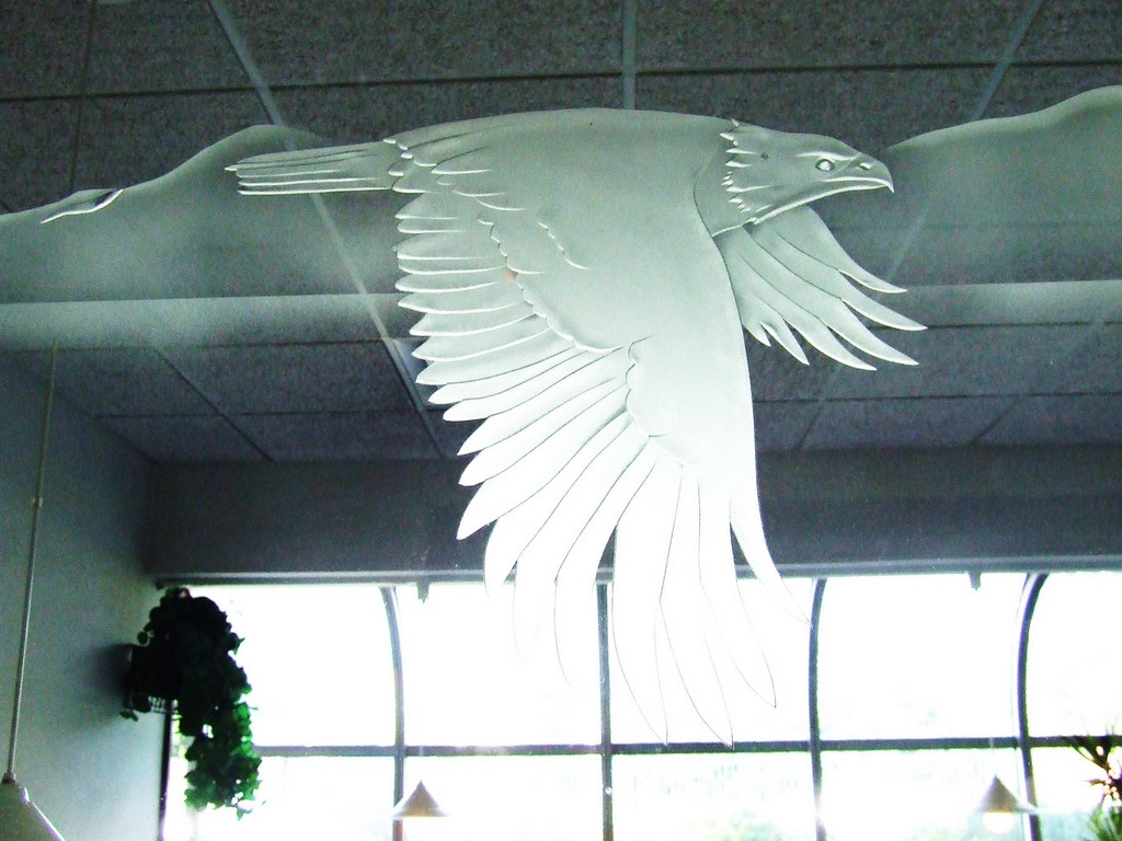 Bald Eagle sandblast window glass