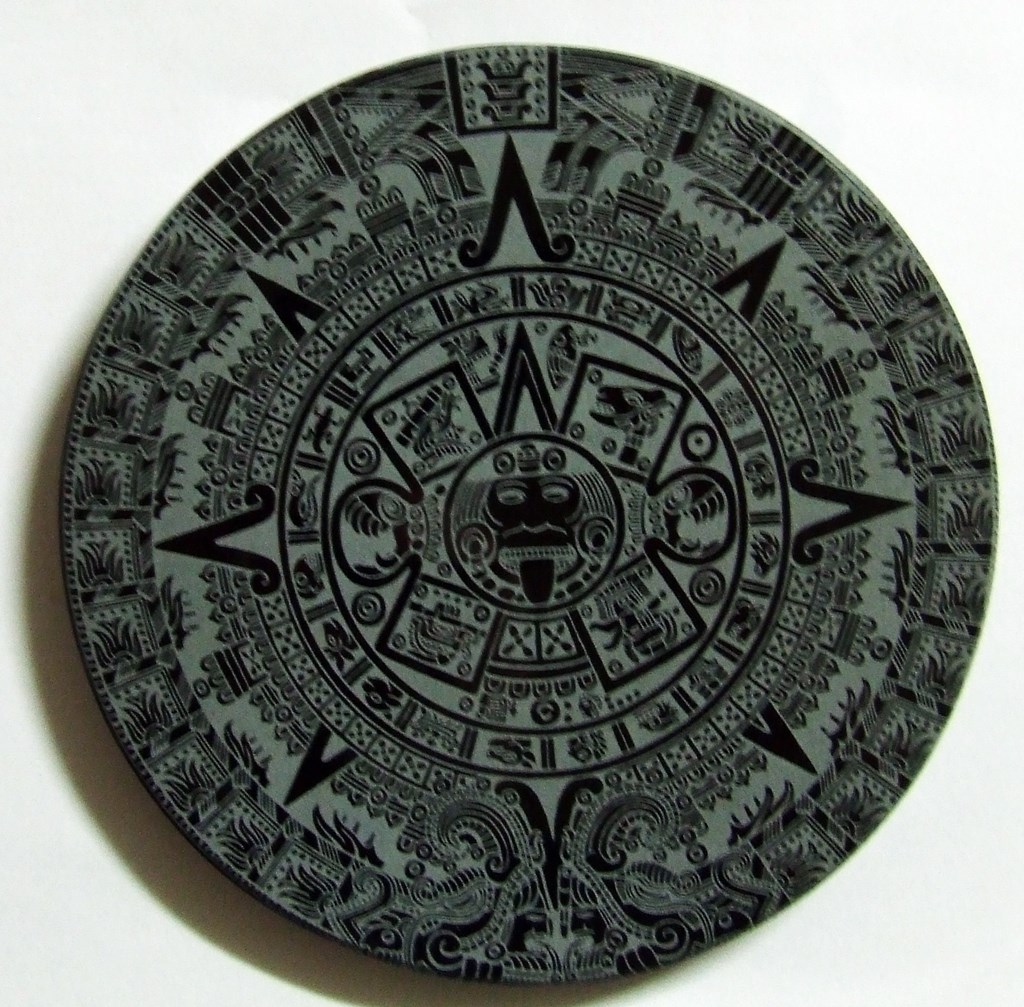Laser etched myan calendar