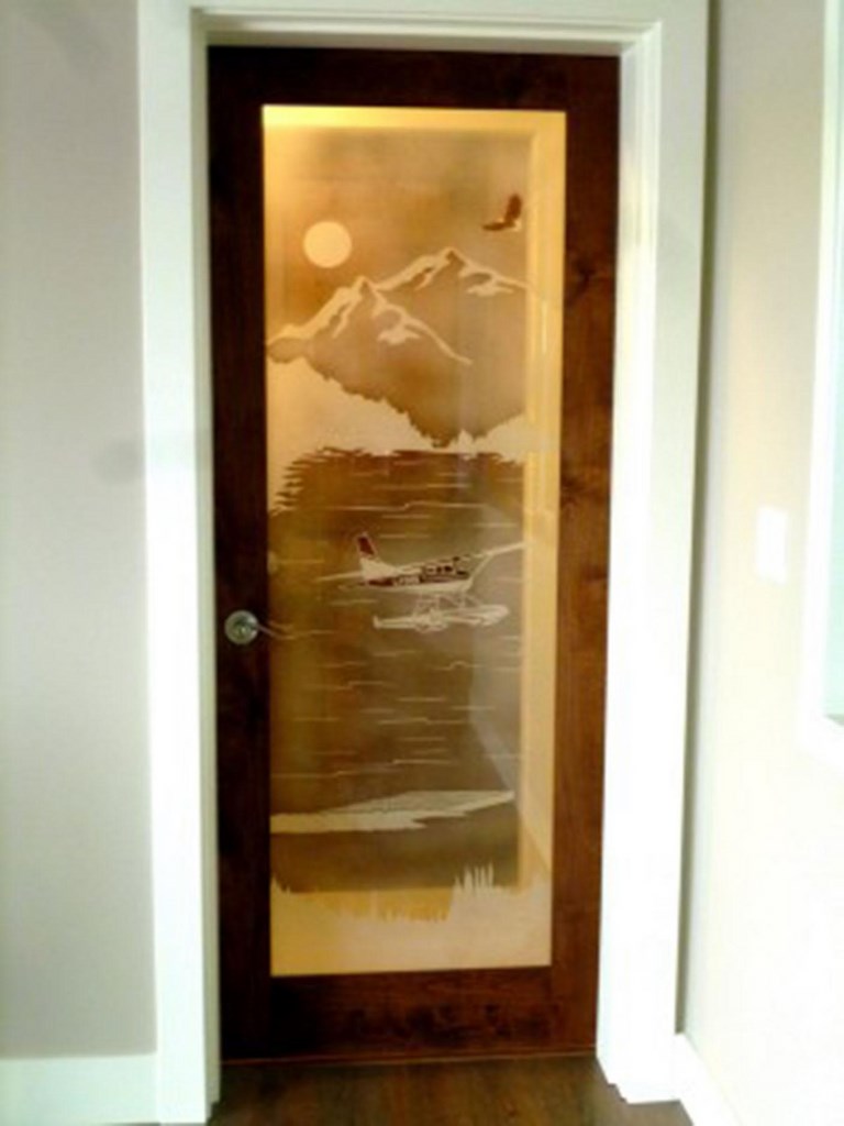 Plane In Flight sandblast window glass