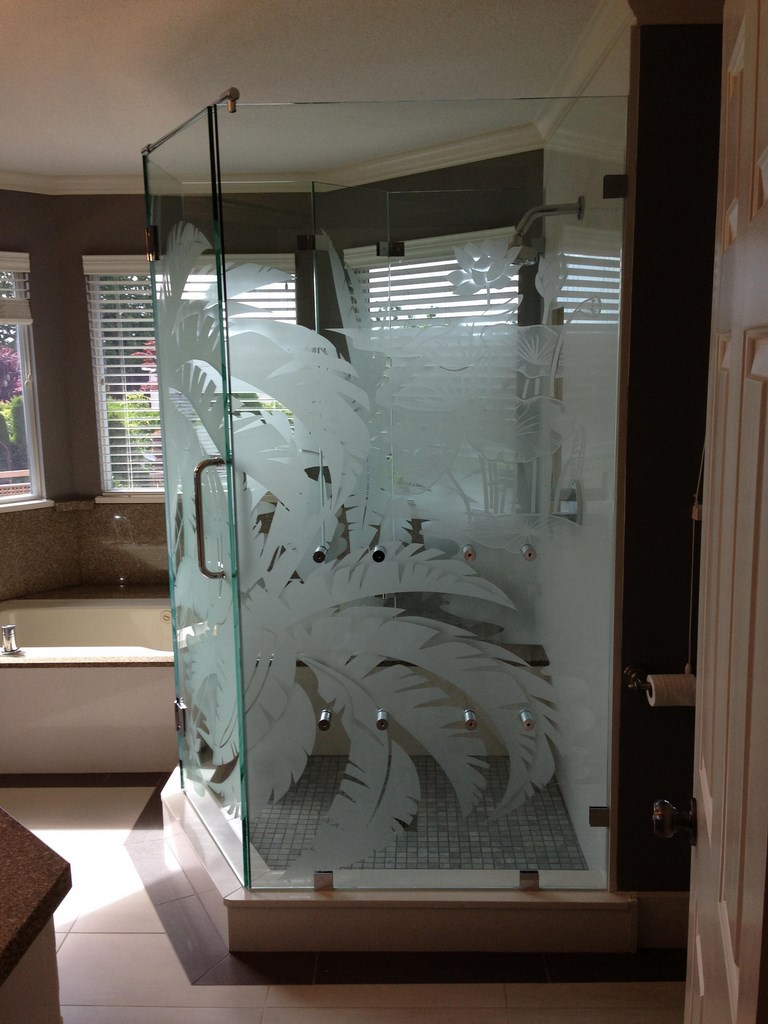 etched Shower glass