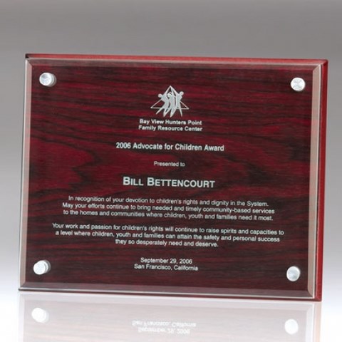 etched wood acrylic award