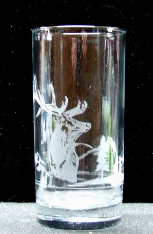 Etched Water Glass Stag design