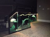 Sandblasted Glass dolphins swimming